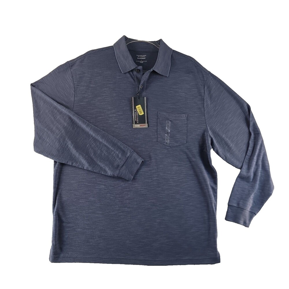 Roundtree & Yorke travelSMART Polo Shirt Mens L Long Sleeve Polo Supima Cotton